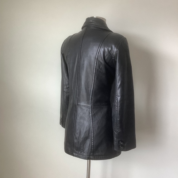 Hugo Buscati Collection Double Breasted Leather Military Style Peacoat Jacket - Picture 7 of 15